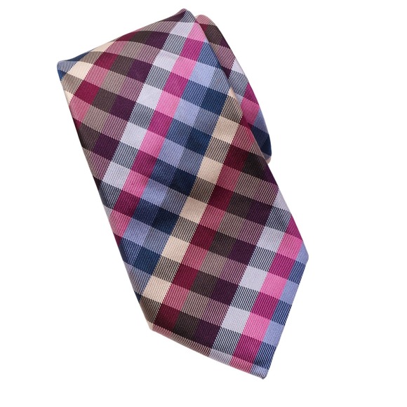 Charles Tyrwhitt Silk Necktie Plaid Check Pattern Made in England - Picture 1 of 6